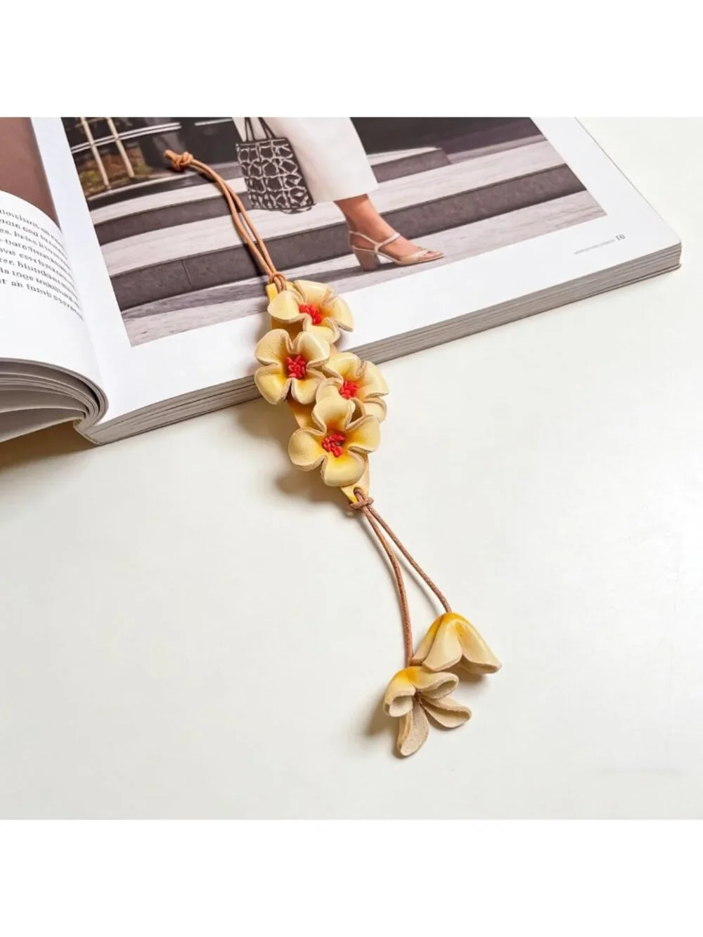 Boho Genuine Leather Flower Keychain | Cute Handbag & Purse Charms for Women